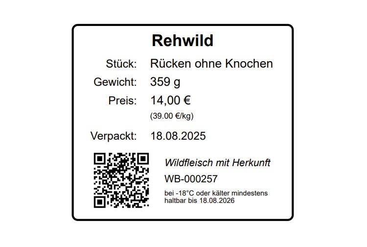 Wildfleisch mit QR-Code