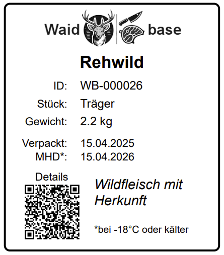 Wildfleisch Etiketten Label als Wildaufkleber